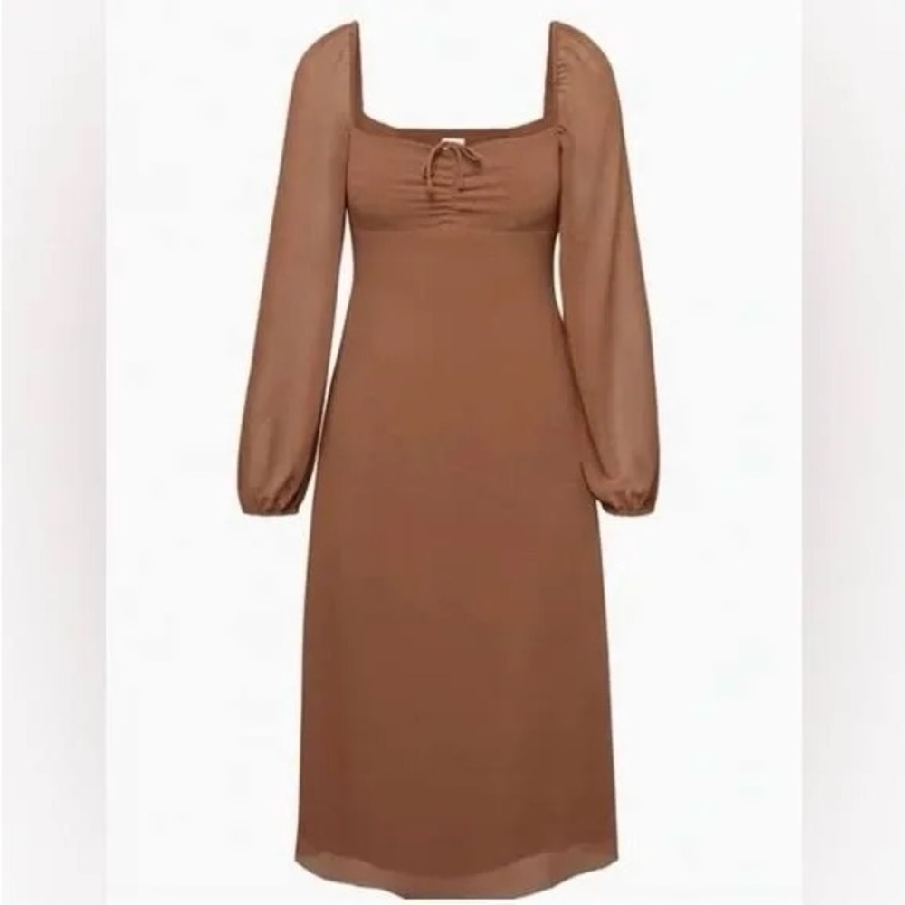 Aritzia Jaqueline Brown Long Sleeve Midi Dress
